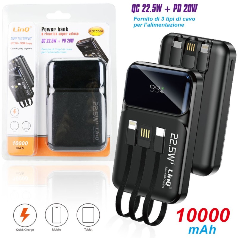 POWER BANK A RICARICA SUPER VELOCE10000MAH